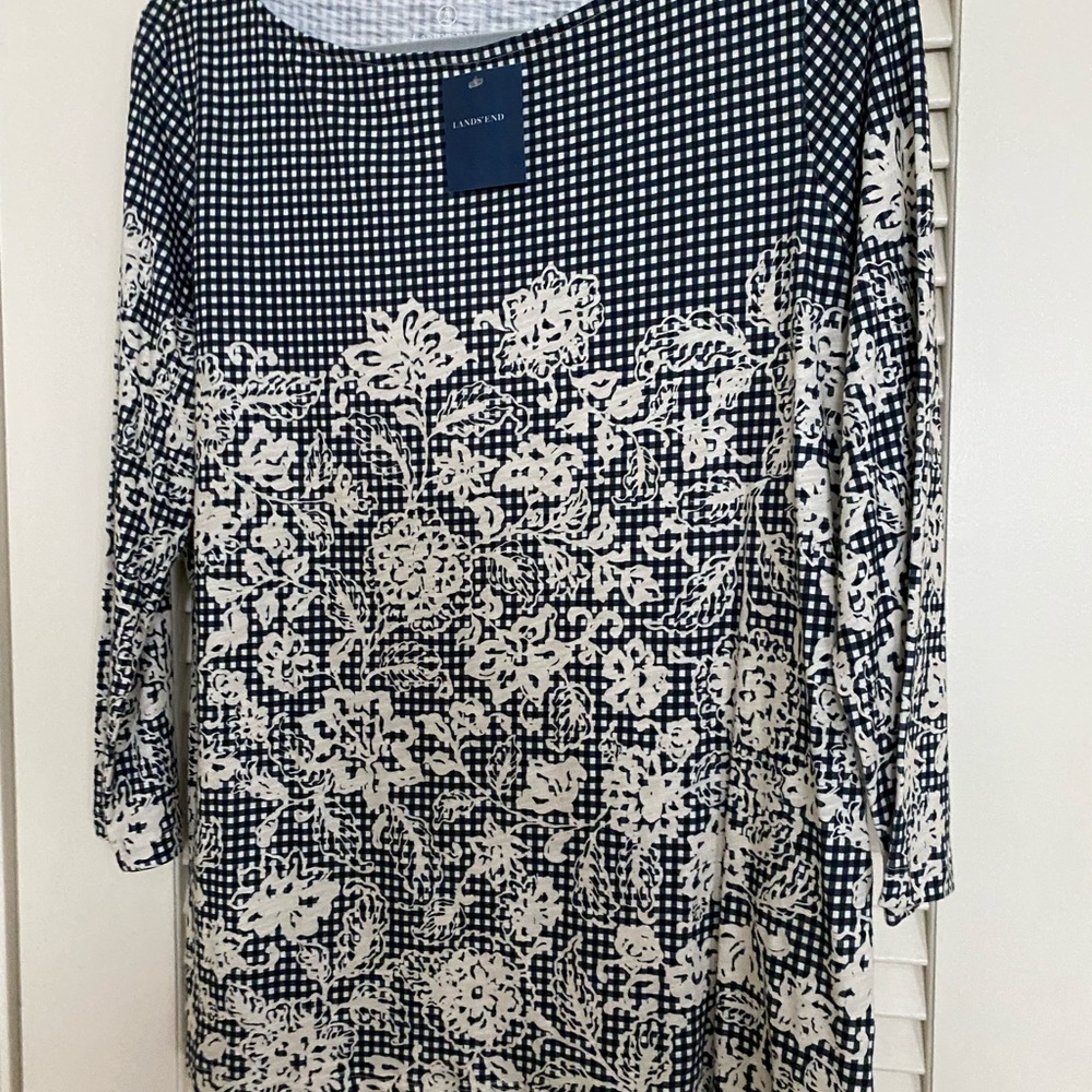 Land’s End top Black & cream 100% Cotton NWT Cute